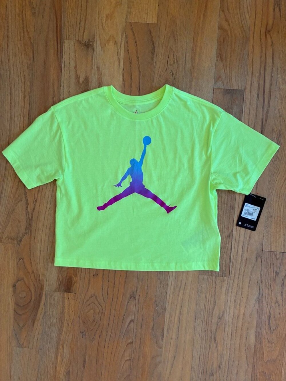 NWT Jordan Girls Neon Gradient Jumpman Graphic T-Shirt Size Large